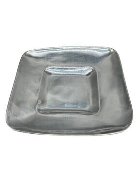 pewter 16" square tray lip old town imports centerpiece made Mexico signed READ